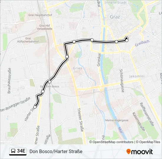 34E Bus Line Map