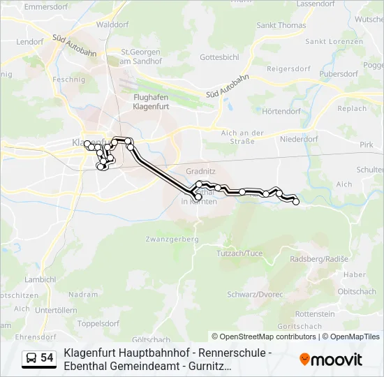 54 Bus Line Map