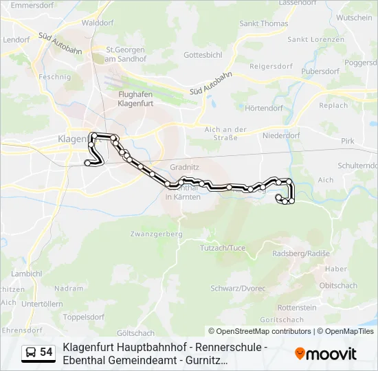 54 Bus Line Map