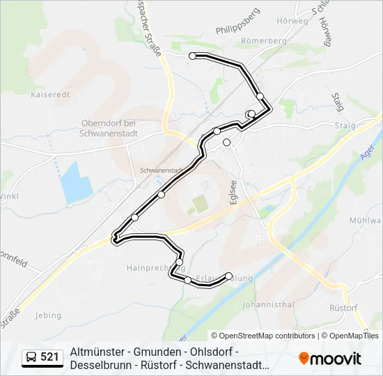 521 Bus Line Map