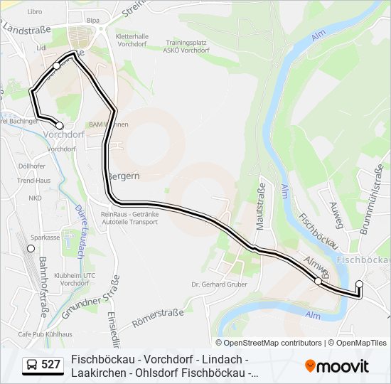 527 bus Line Map