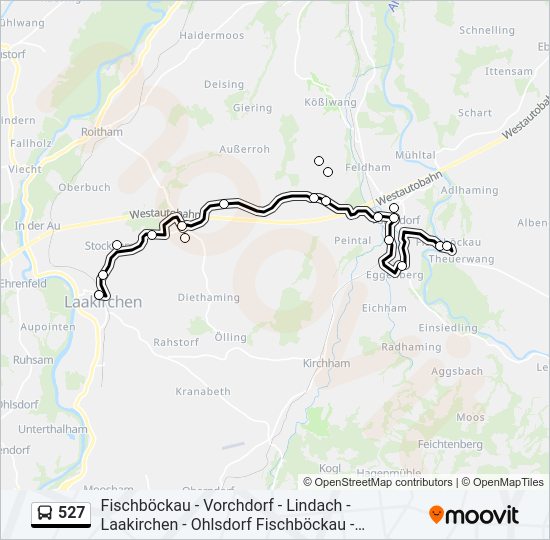 527 bus Line Map