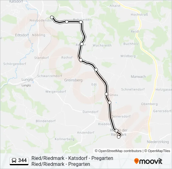 344 Bus Line Map