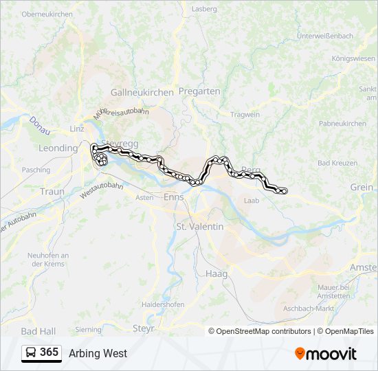 365 bus Line Map