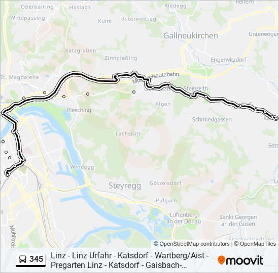 Buslinie 345 Karte