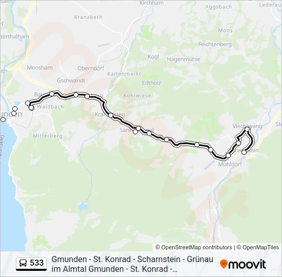 533 Bus Line Map