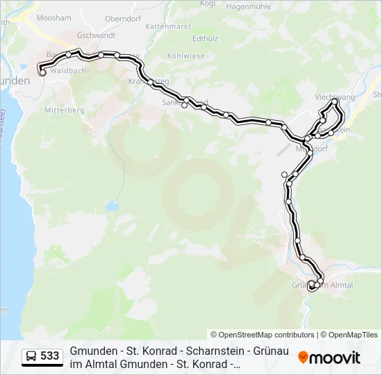 533 Bus Line Map