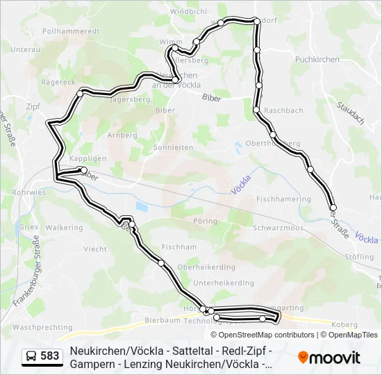 583 Bus Line Map