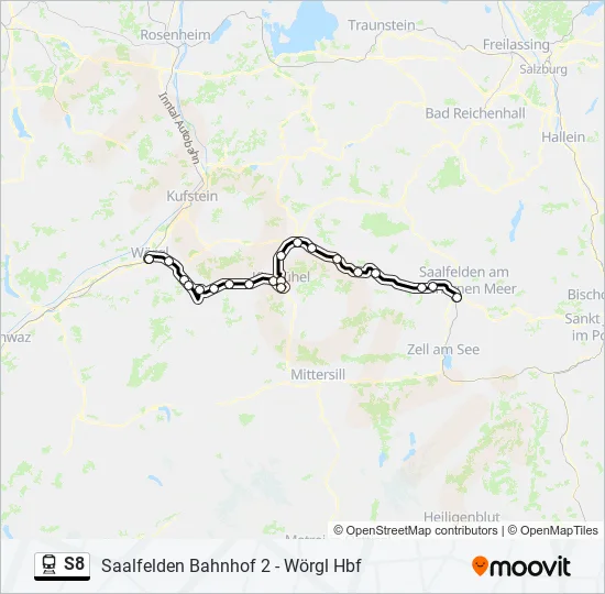 Bahnlinie S8 Karte