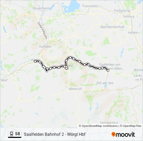 Bahnlinie S8 Karte
