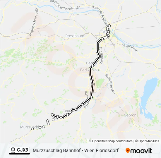 CJX9 Train Line Map
