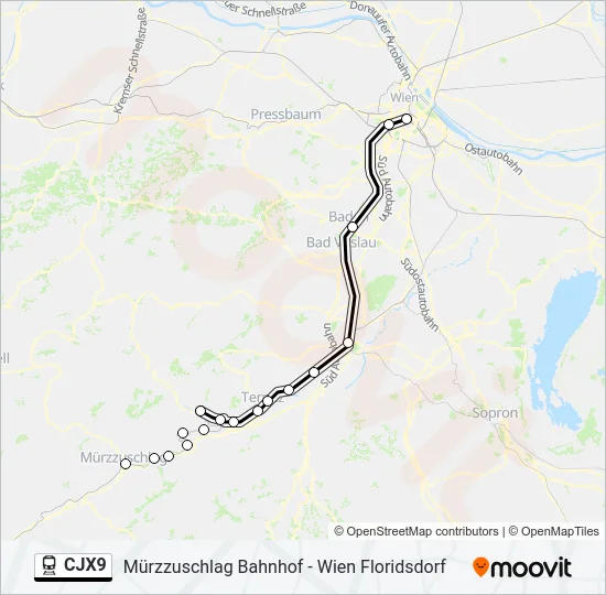 CJX9 Train Line Map