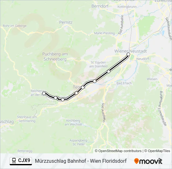 CJX9 Train Line Map