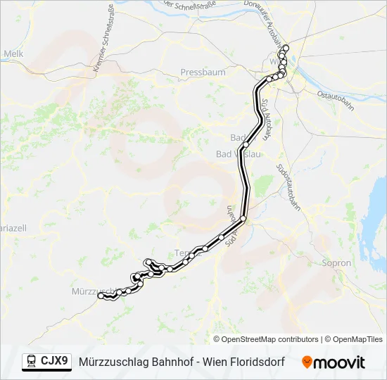 CJX9 Train Line Map