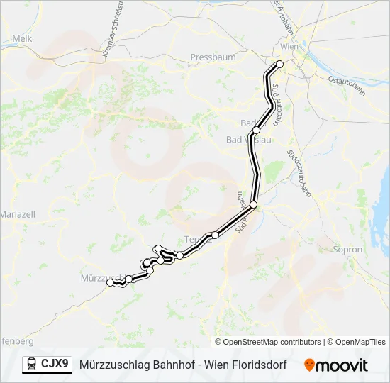 CJX9 Train Line Map