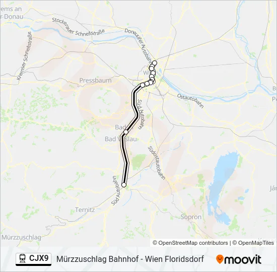 CJX9 Train Line Map