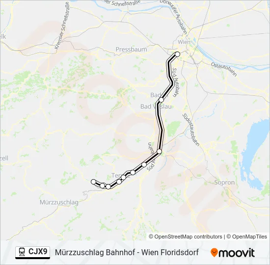CJX9 Train Line Map