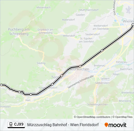 CJX9 Train Line Map