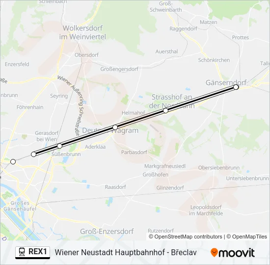 REX1 Train Line Map