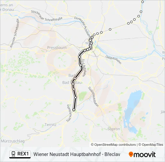 REX1 Train Line Map