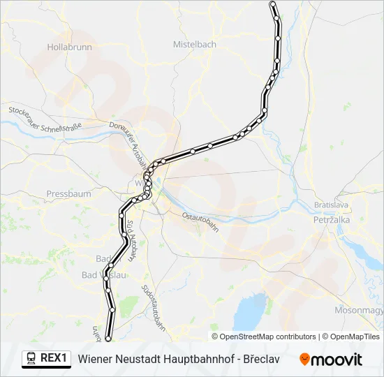 REX1 Train Line Map