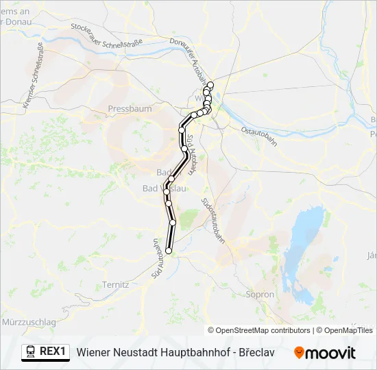 REX1 Train Line Map