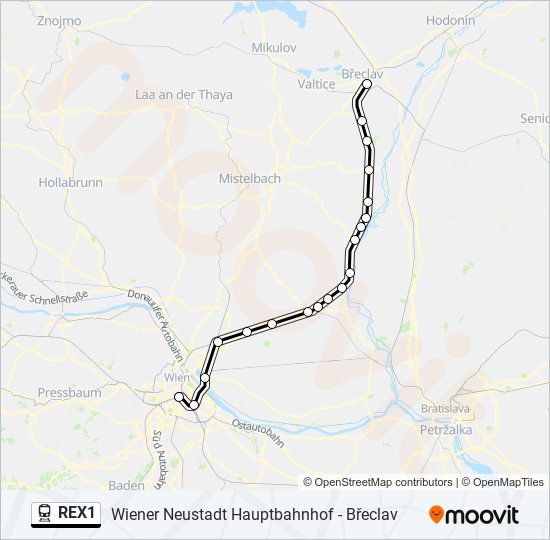 REX1 train Line Map