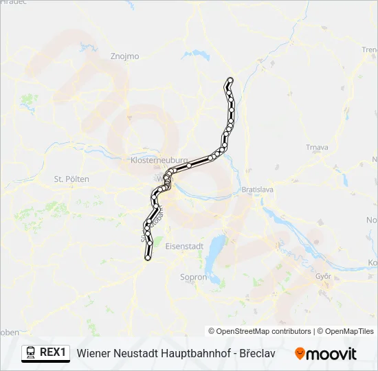 REX1 Train Line Map