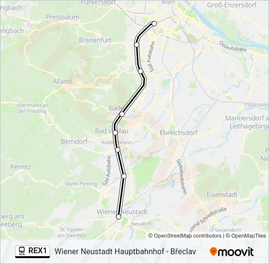 REX1 Train Line Map