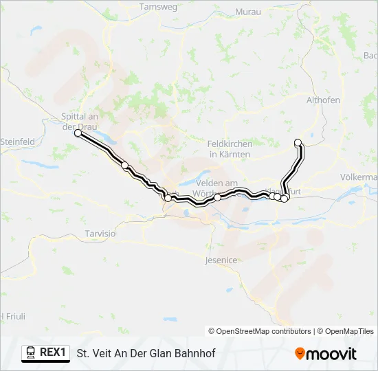 REX1 Train Line Map