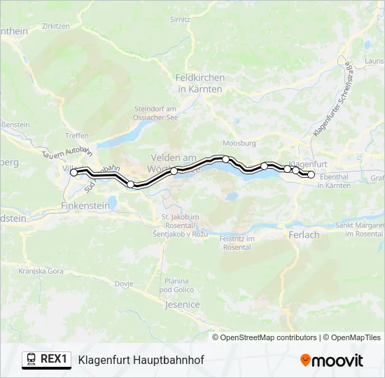 REX1 Train Line Map