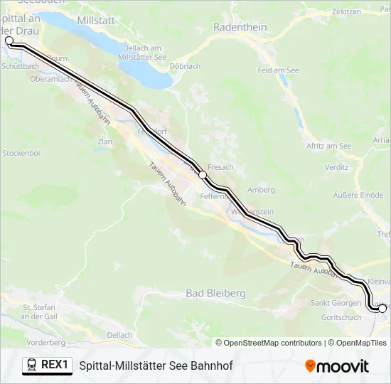 REX1 Train Line Map