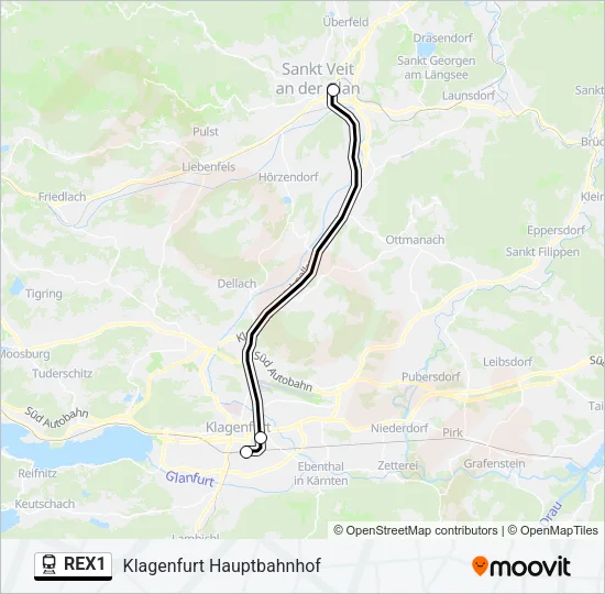 REX1 Train Line Map