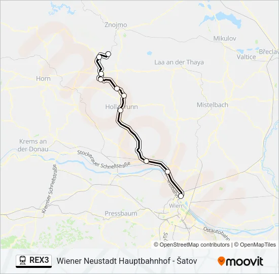 REX3 Train Line Map