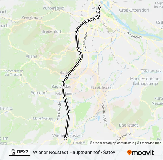 REX3 Train Line Map