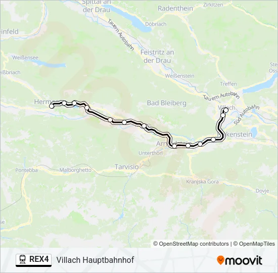 REX4 Train Line Map
