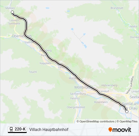 Bahnlinie 220-K Karte