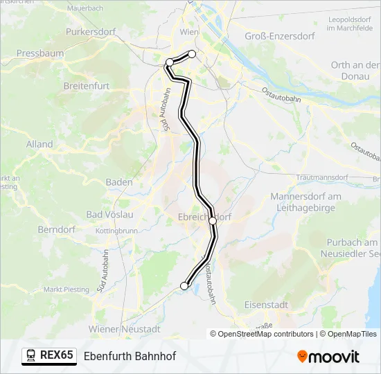 REX65 Train Line Map