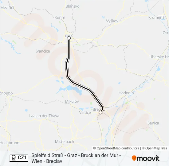 CZ1 Train Line Map