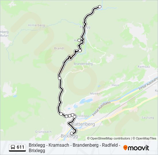 611 bus Line Map