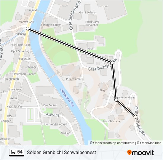 54 bus Line Map