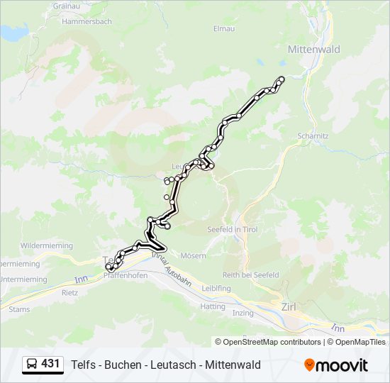 Buslinie 431 Karte