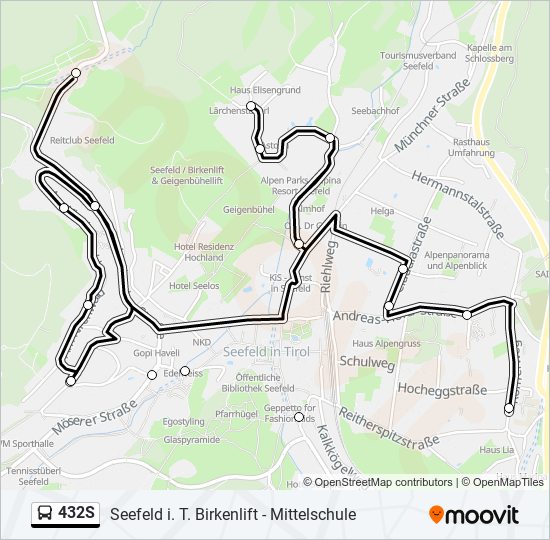 432S bus Line Map