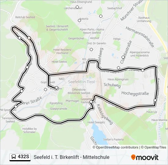 432S Bus Line Map