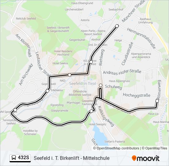 432S bus Line Map