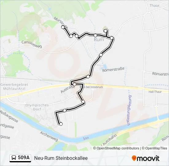 509A Bus Line Map