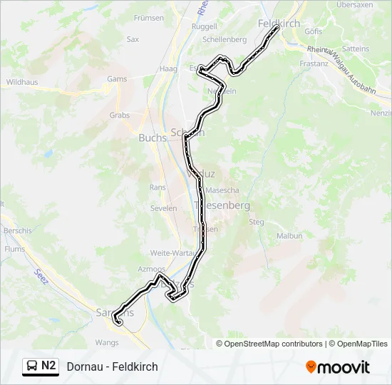 N2 Bus Line Map