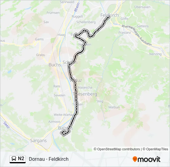 N2 Bus Line Map