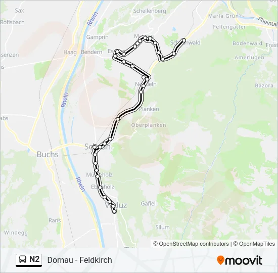 N2 Bus Line Map