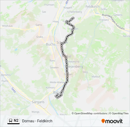 N2 Bus Line Map